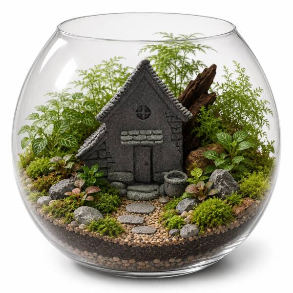 Miniature Stone House Decoration for Fish Tank, Terrarium & Garden